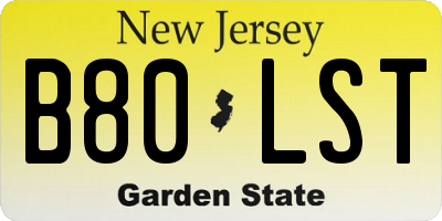 NJ license plate B80LST