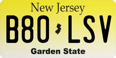 NJ license plate B80LSV