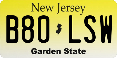 NJ license plate B80LSW