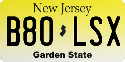 NJ license plate B80LSX