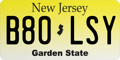 NJ license plate B80LSY