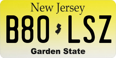 NJ license plate B80LSZ