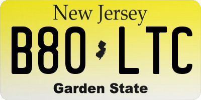 NJ license plate B80LTC