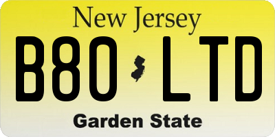 NJ license plate B80LTD