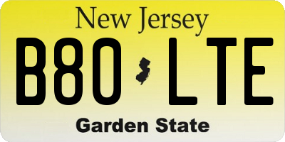 NJ license plate B80LTE