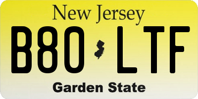 NJ license plate B80LTF