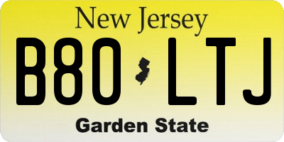 NJ license plate B80LTJ