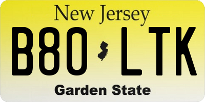 NJ license plate B80LTK