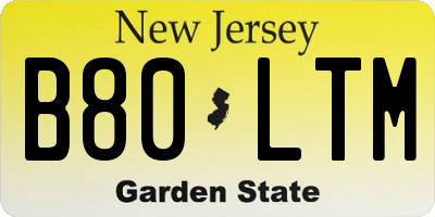 NJ license plate B80LTM