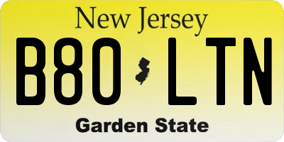 NJ license plate B80LTN