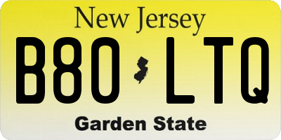 NJ license plate B80LTQ