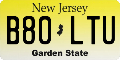 NJ license plate B80LTU