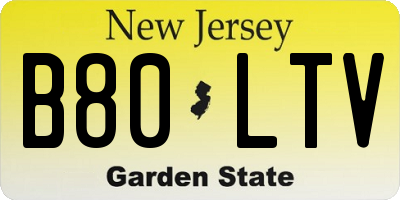 NJ license plate B80LTV