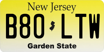 NJ license plate B80LTW
