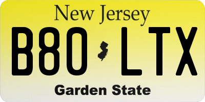 NJ license plate B80LTX