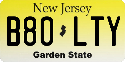 NJ license plate B80LTY
