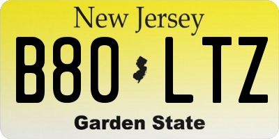 NJ license plate B80LTZ