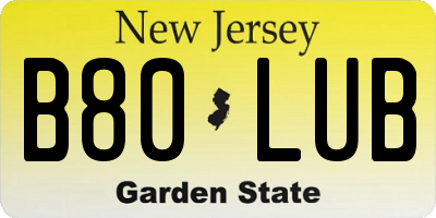 NJ license plate B80LUB
