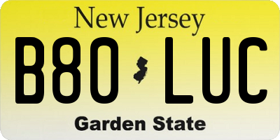 NJ license plate B80LUC