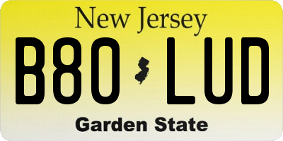 NJ license plate B80LUD