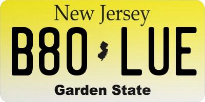NJ license plate B80LUE