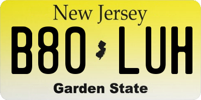 NJ license plate B80LUH