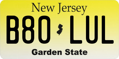 NJ license plate B80LUL