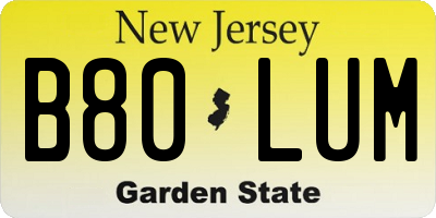 NJ license plate B80LUM