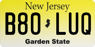 NJ license plate B80LUQ