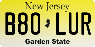 NJ license plate B80LUR