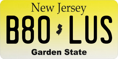 NJ license plate B80LUS