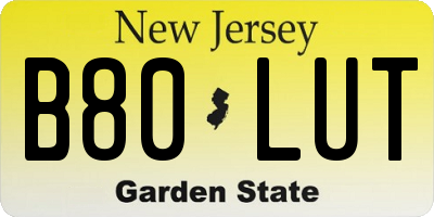 NJ license plate B80LUT