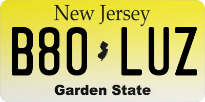 NJ license plate B80LUZ