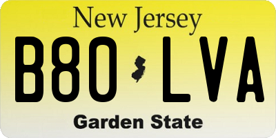 NJ license plate B80LVA
