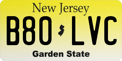 NJ license plate B80LVC