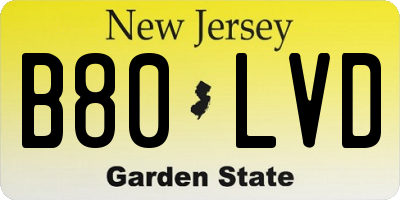 NJ license plate B80LVD