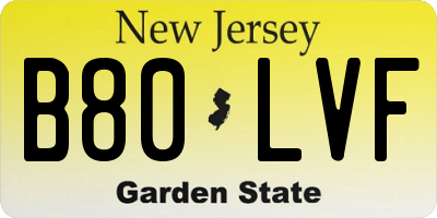 NJ license plate B80LVF