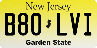 NJ license plate B80LVI