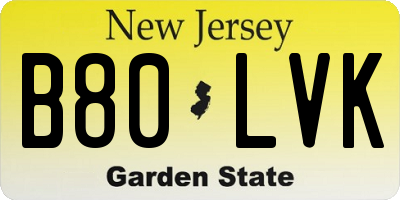 NJ license plate B80LVK