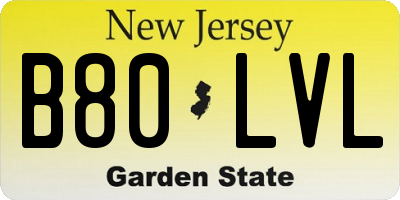 NJ license plate B80LVL