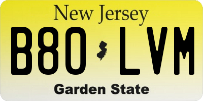 NJ license plate B80LVM