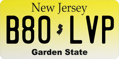 NJ license plate B80LVP