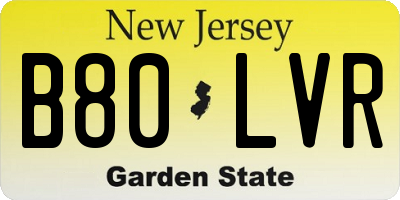 NJ license plate B80LVR