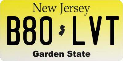 NJ license plate B80LVT