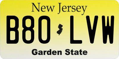 NJ license plate B80LVW