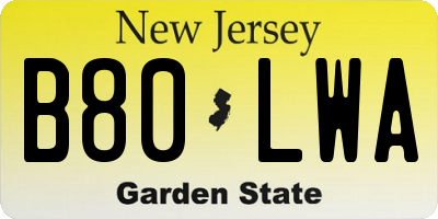 NJ license plate B80LWA