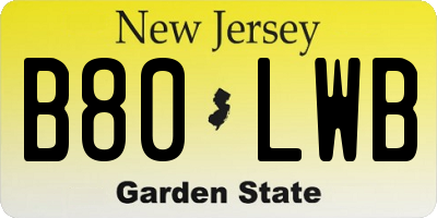 NJ license plate B80LWB
