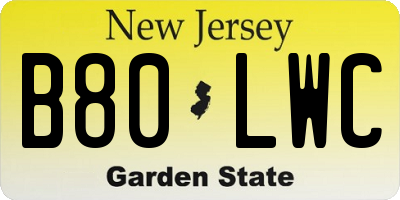 NJ license plate B80LWC