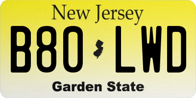 NJ license plate B80LWD