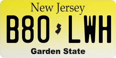 NJ license plate B80LWH